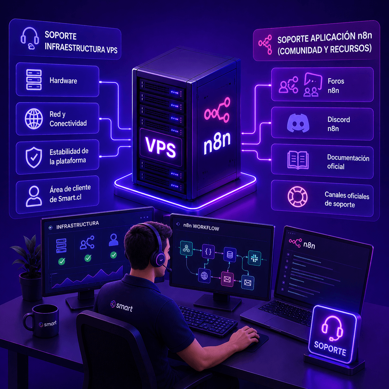 ¿Qué soporte hay disponible para el hosting VPS n8n?